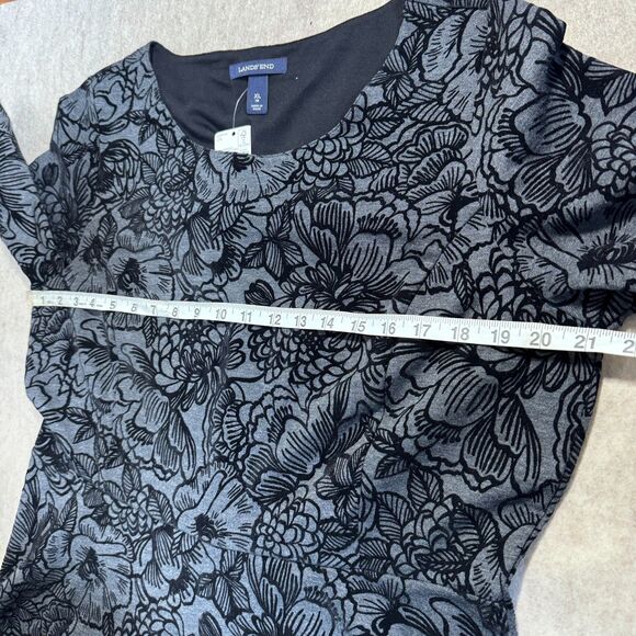 Lands End gray flocked velvet floral dress women’s XL NEW whimsigoth cocktail - Picture 5 of 9